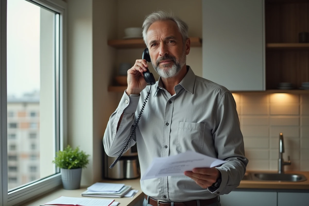 Homme contactant par téléphone le service client du Centre Financier de La Banque Postale