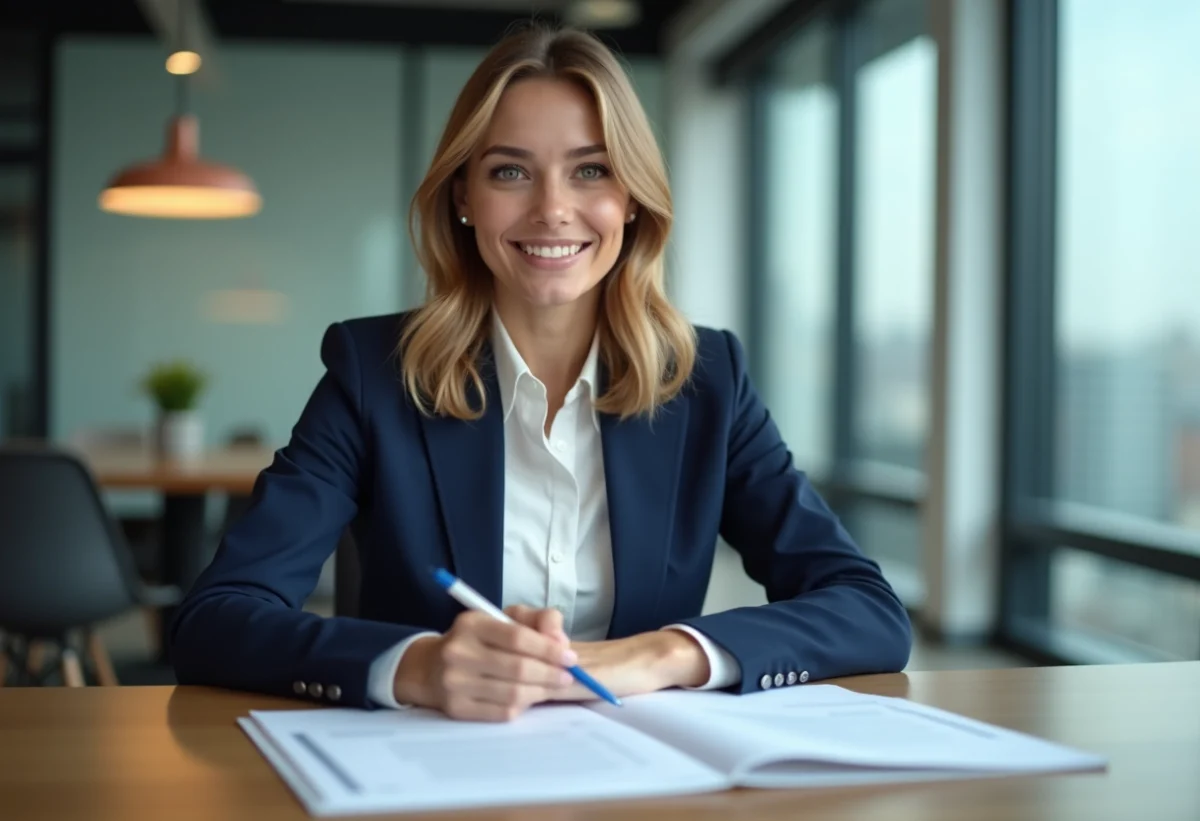 Jeune femme d'affaires en réunion dans un bureau moderne