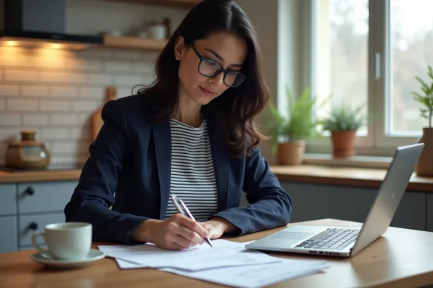 Femme d'âge moyen remplissant le formulaire 2042 pour location