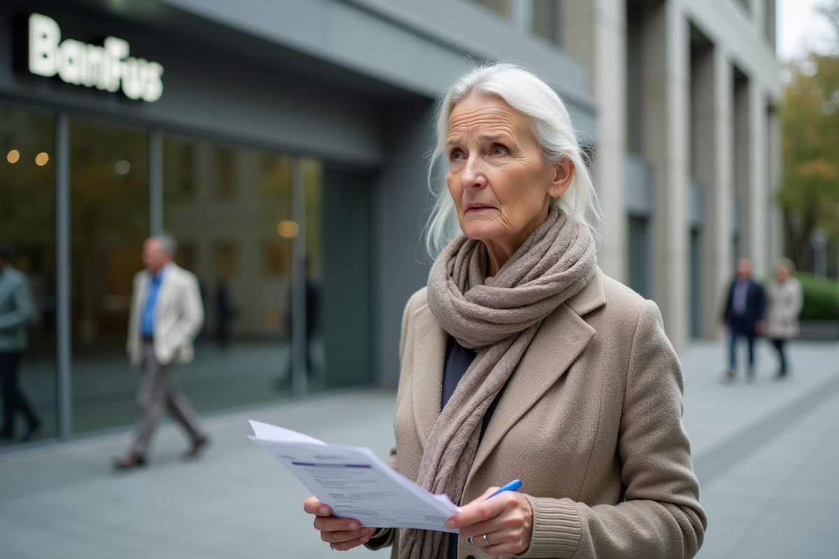 Femme senior tenant un dépliant d