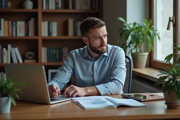 Jeune homme en tenue décontractée analyse des graphiques financiers