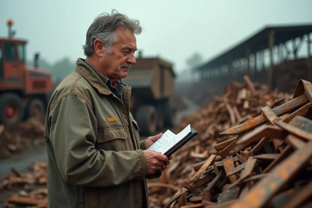 Homme d'âge moyen dans une casse à bronze avec carnet