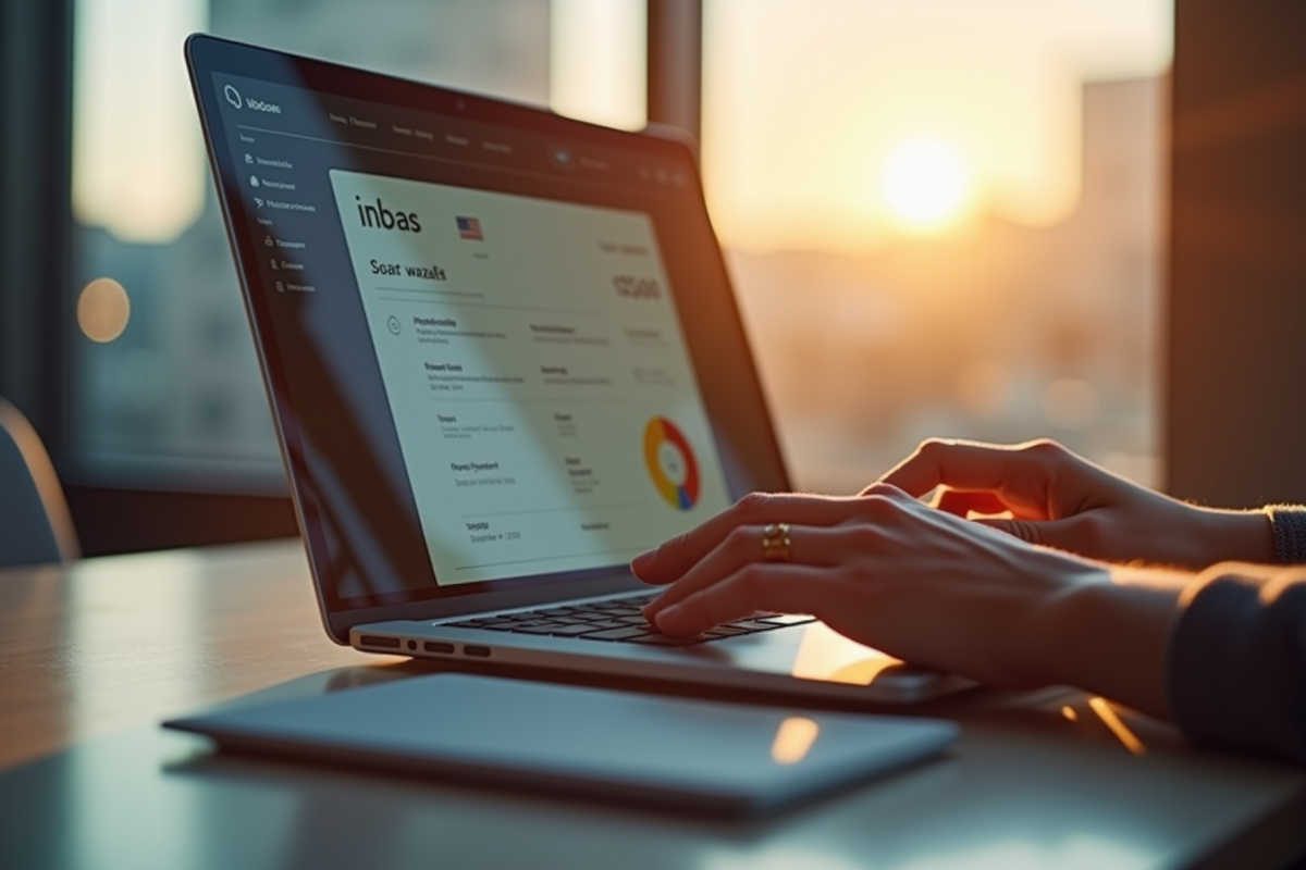 Main sur un ordinateur portable avec application de paiement en ligne
