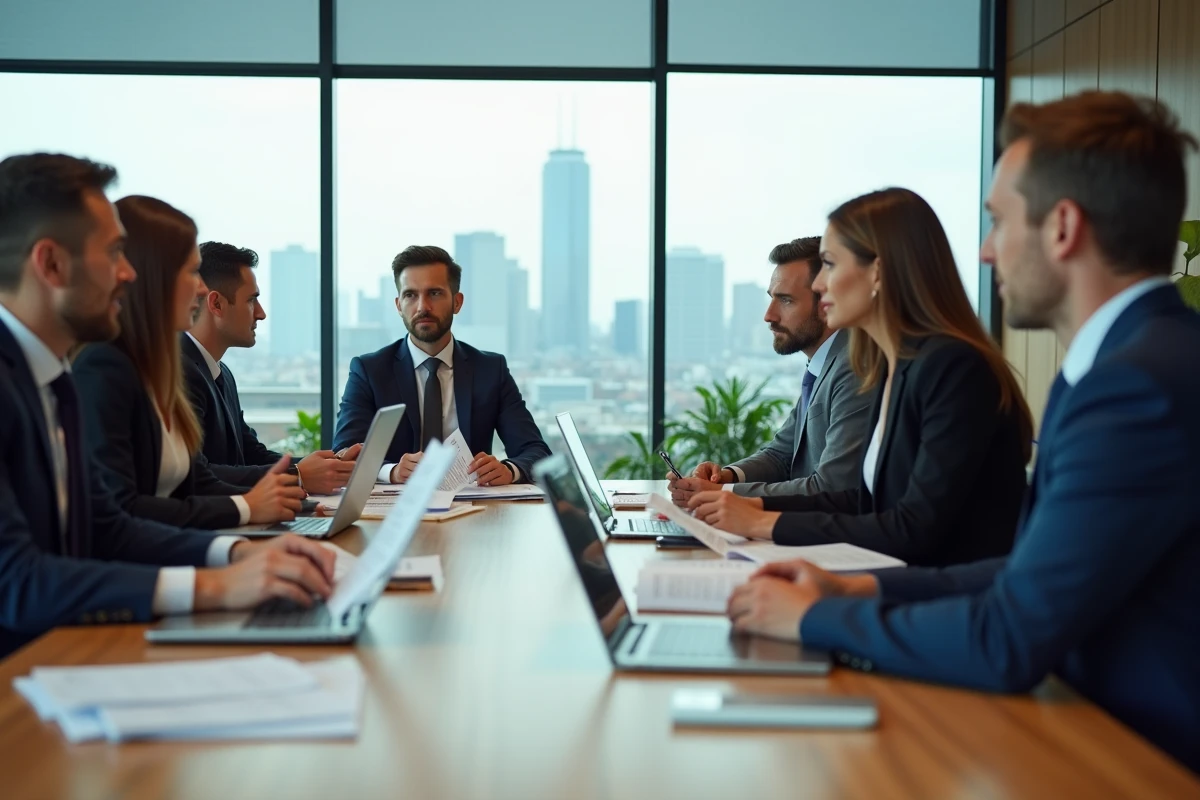 Groupe de professionnels en réunion d'affaires